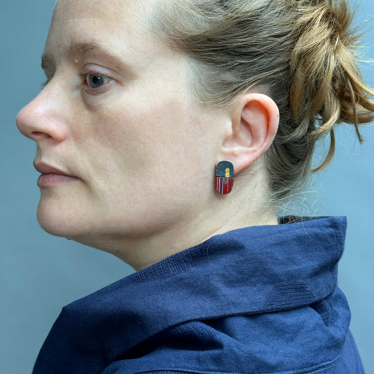 Oblong sgraffito split earrings