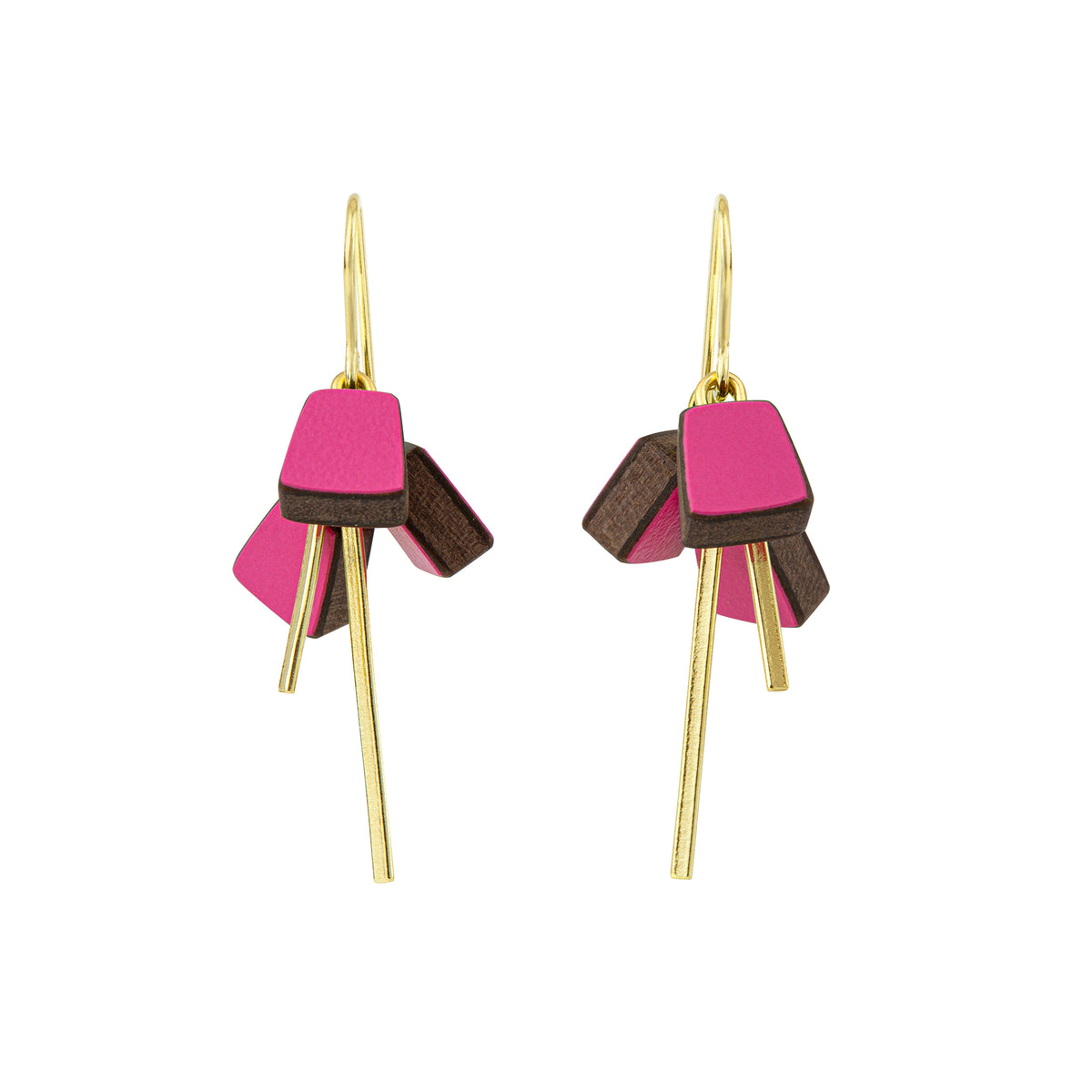 Cluster earrings - pink and gold