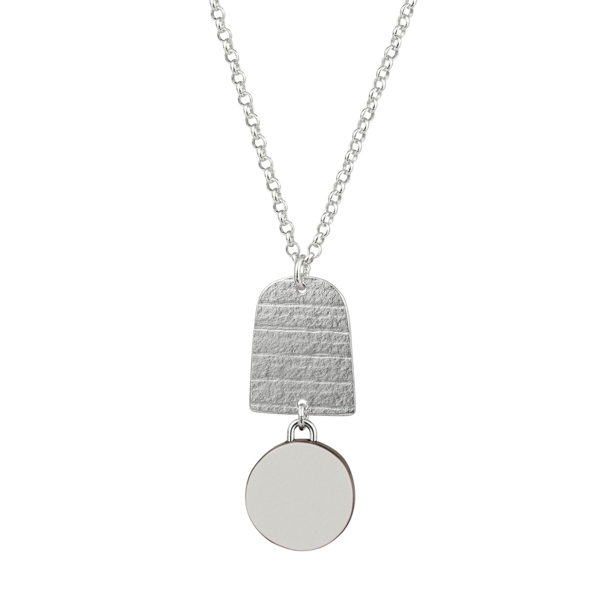 Arch and circle pendant - reversible - silver