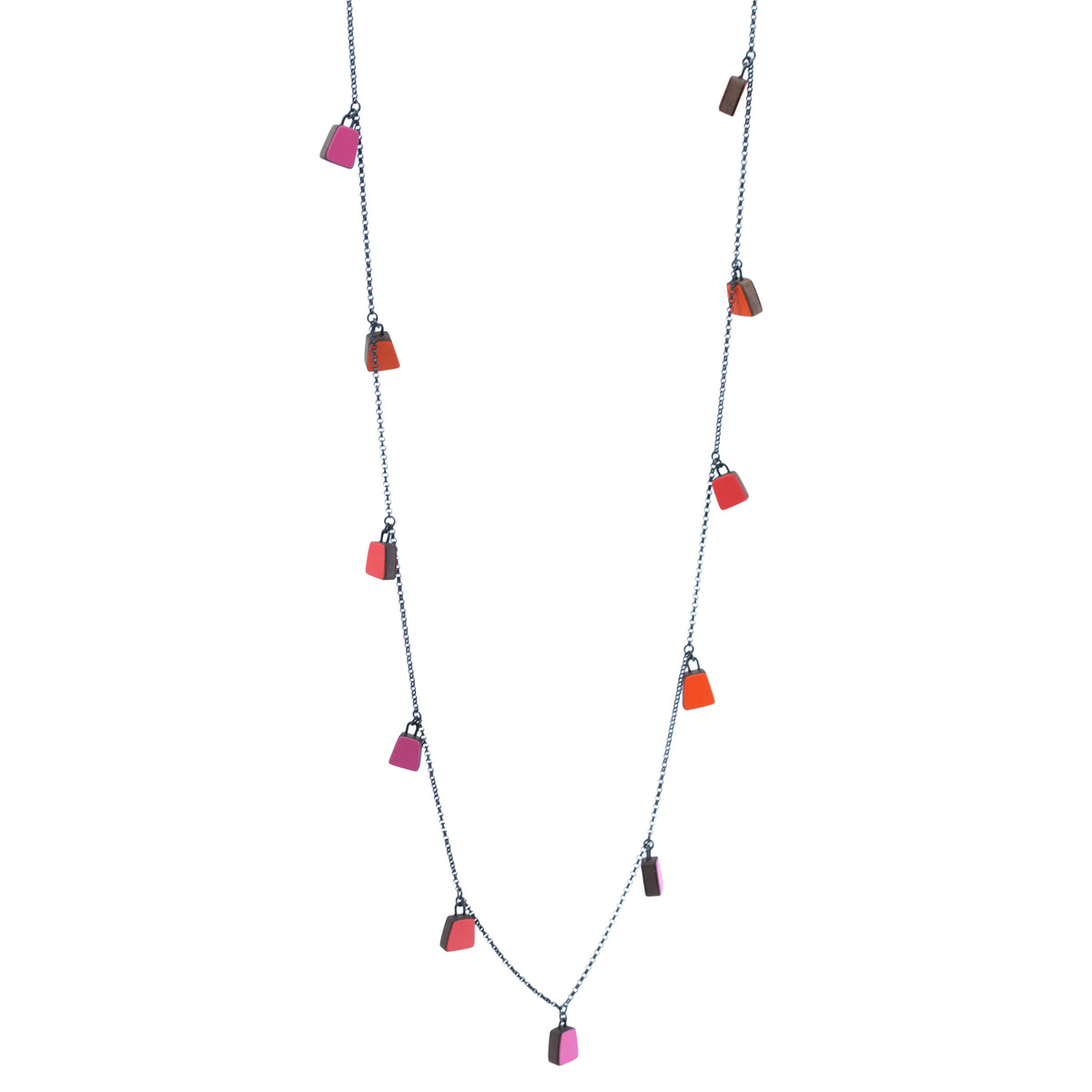 Long colourful bell necklace