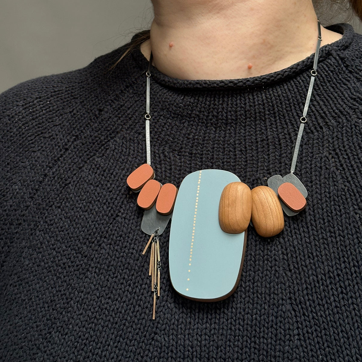 Large blue oblong necklace