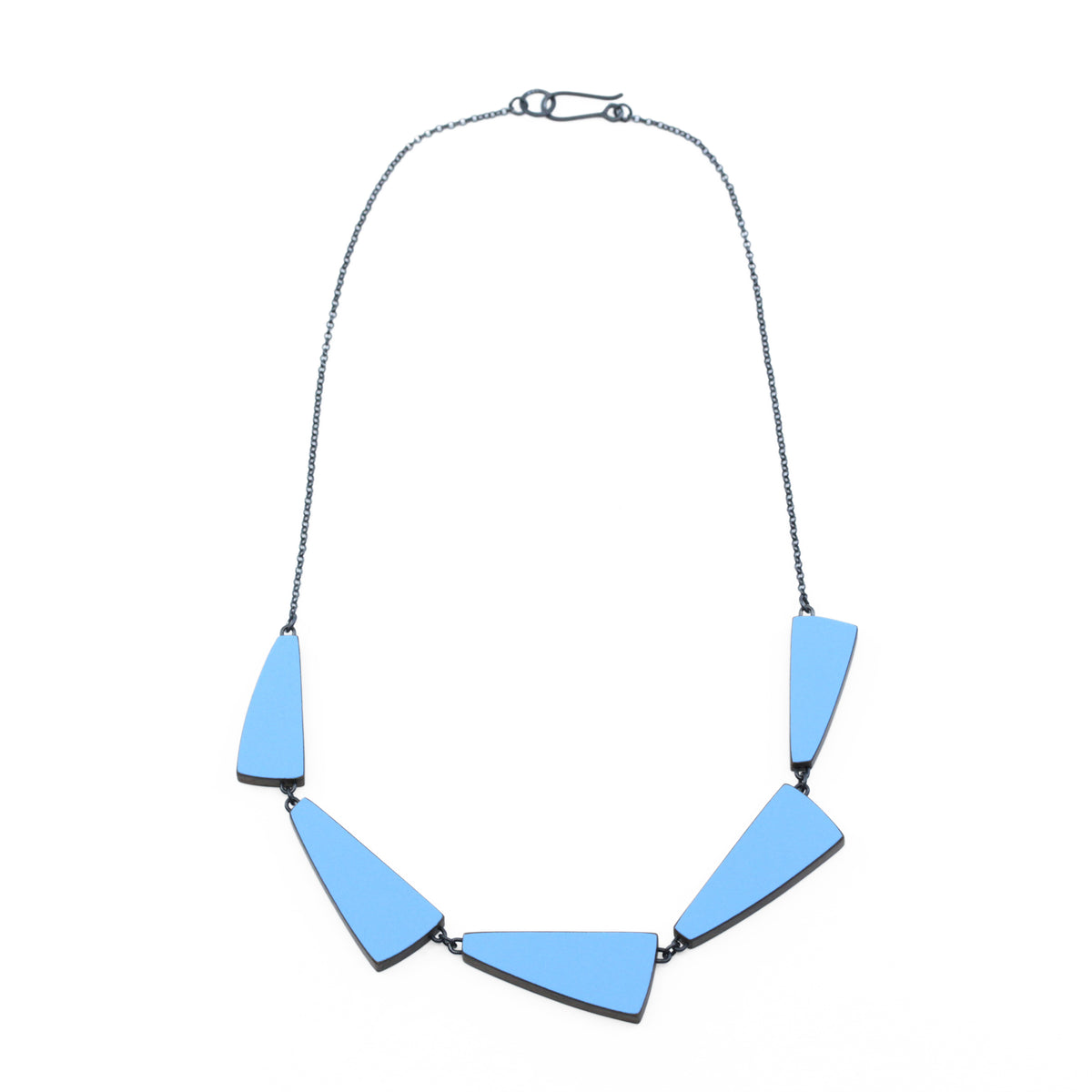 Five part wing necklace (reversible) - grass green and blue