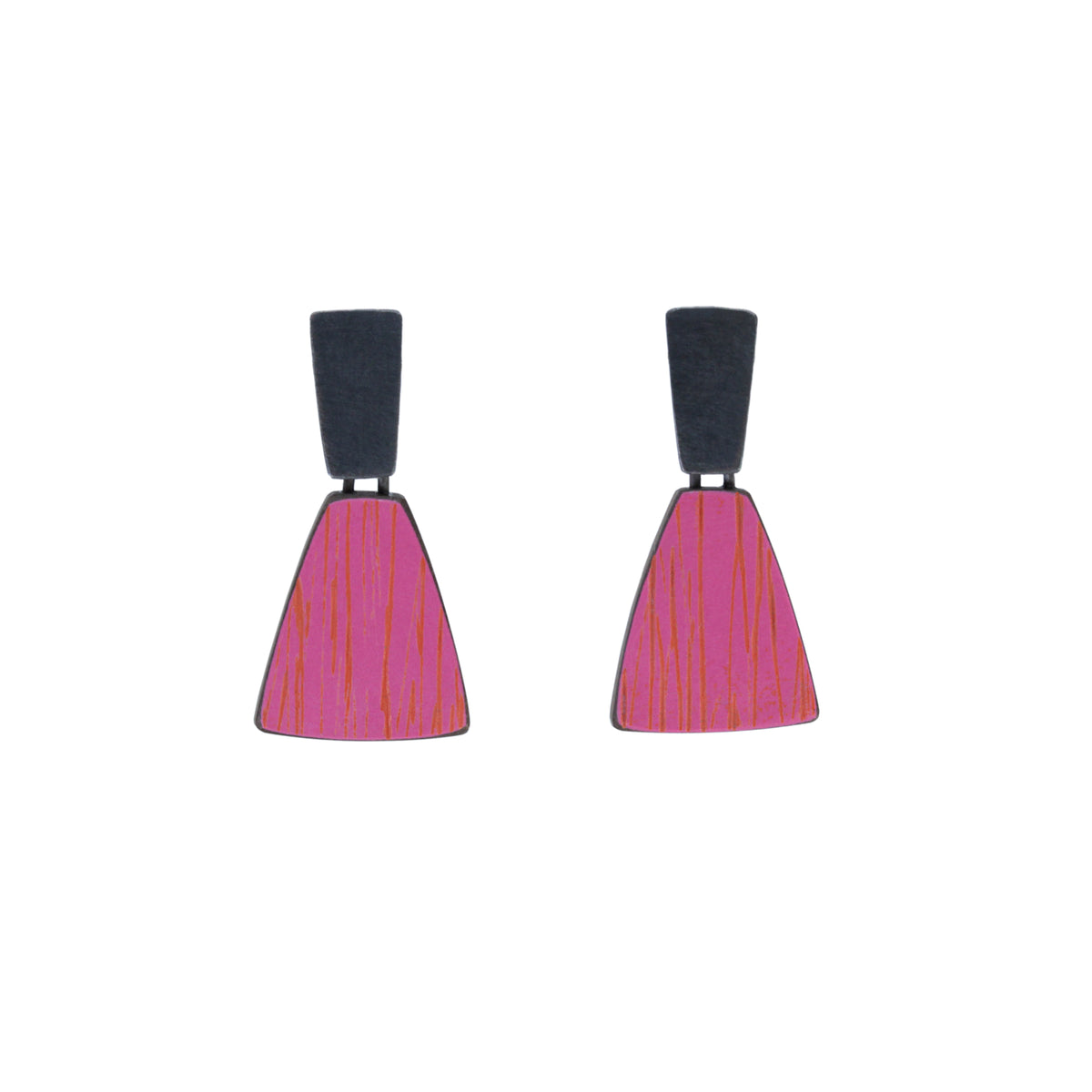 Fan sgraffito drop earrings - small