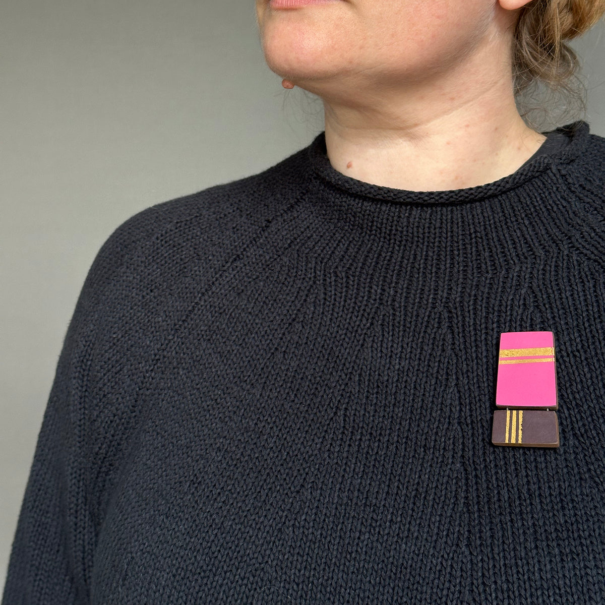 Pink rectangle brooch