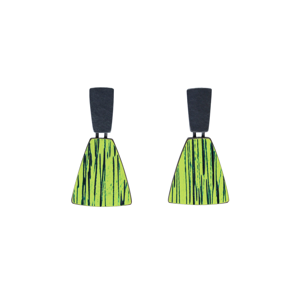 Fan sgraffito drop earrings - small