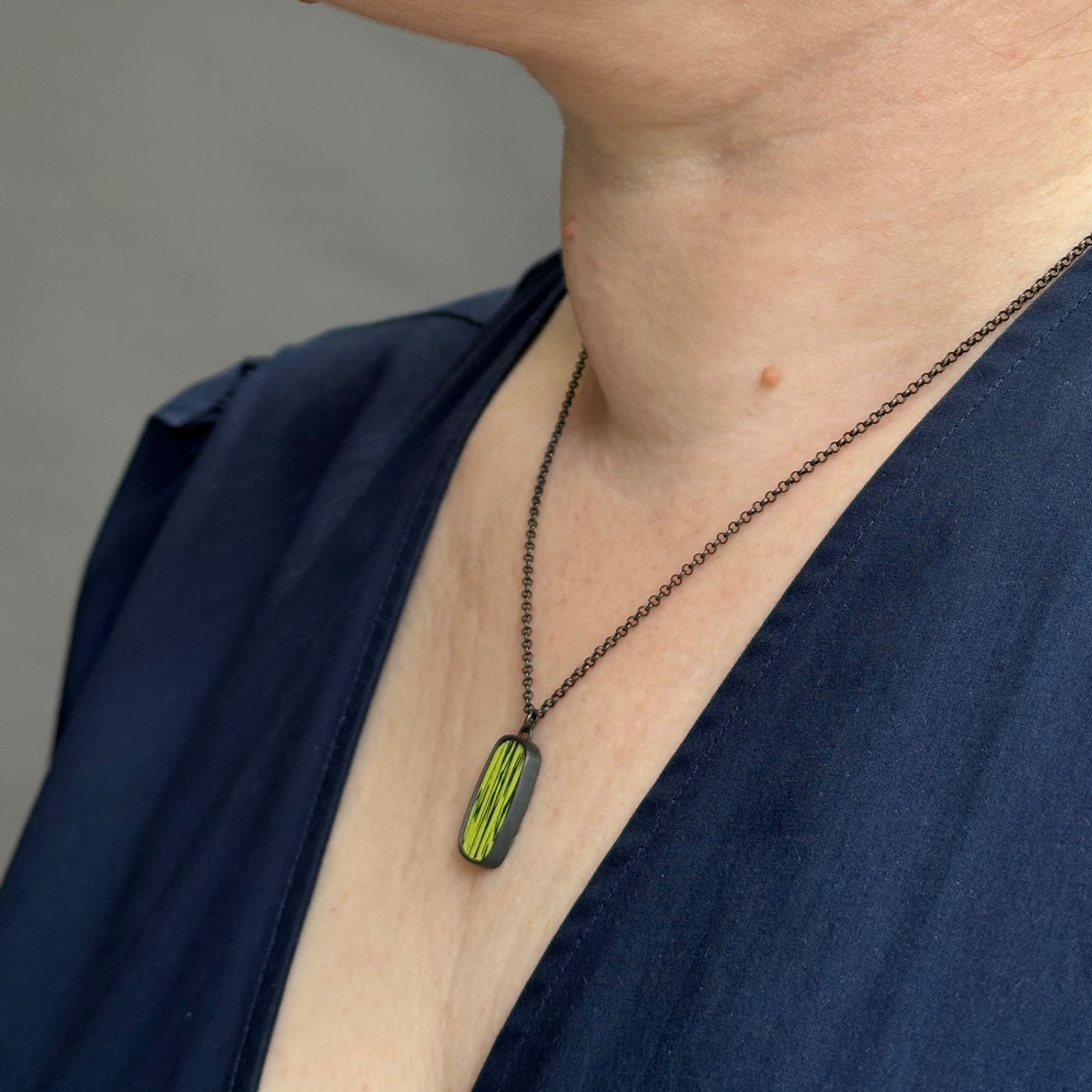 Oblong sgraffito necklace - reversible