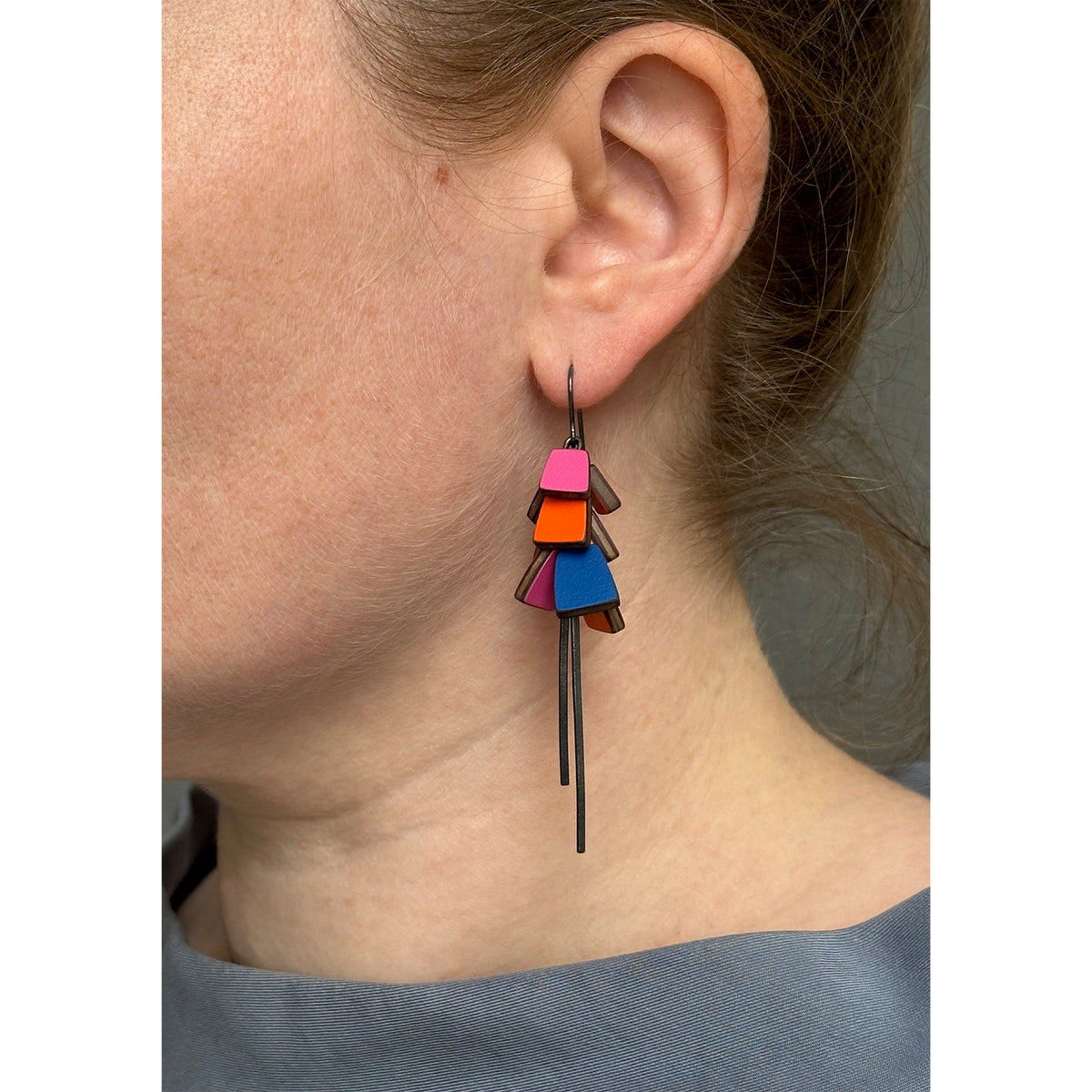 Long colourful cluster earrings