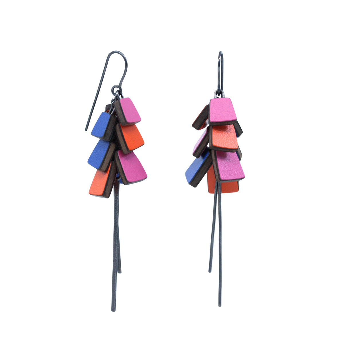 Long colourful cluster earrings