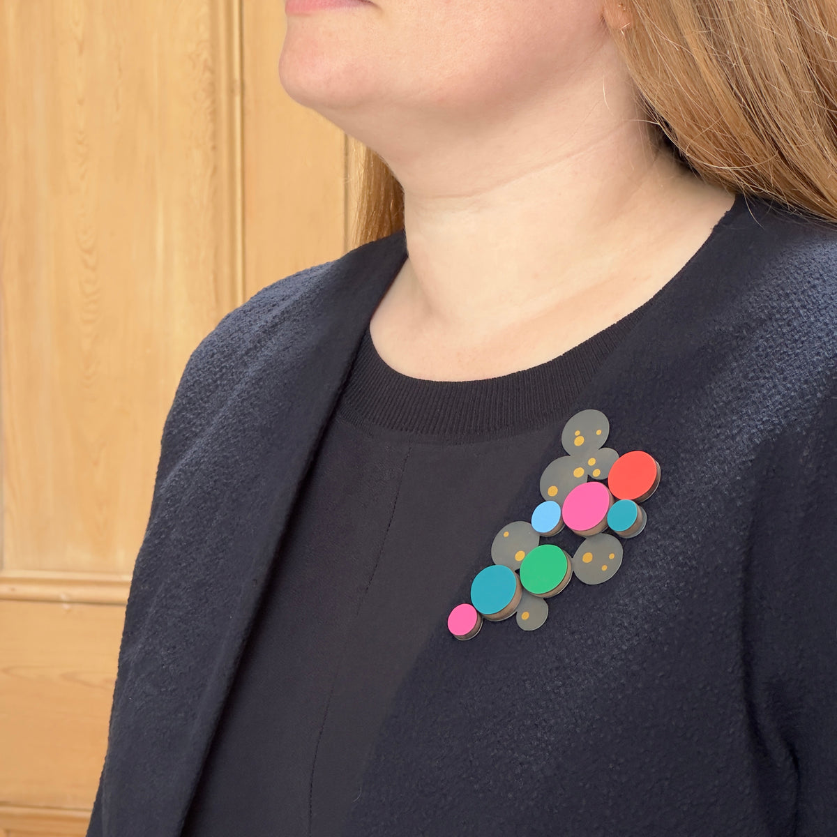 Colourful circle scatter brooch