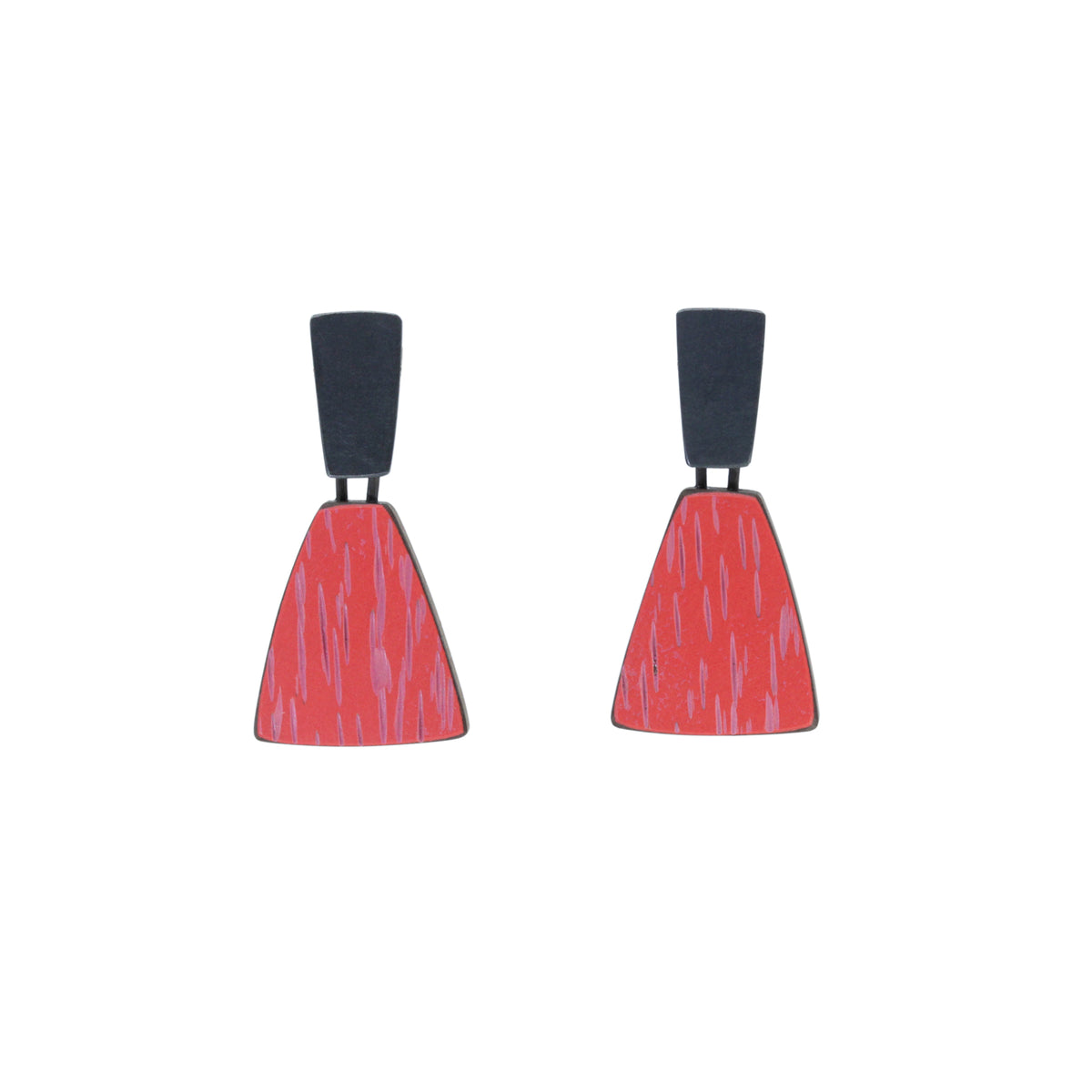 Fan sgraffito drop earrings - small