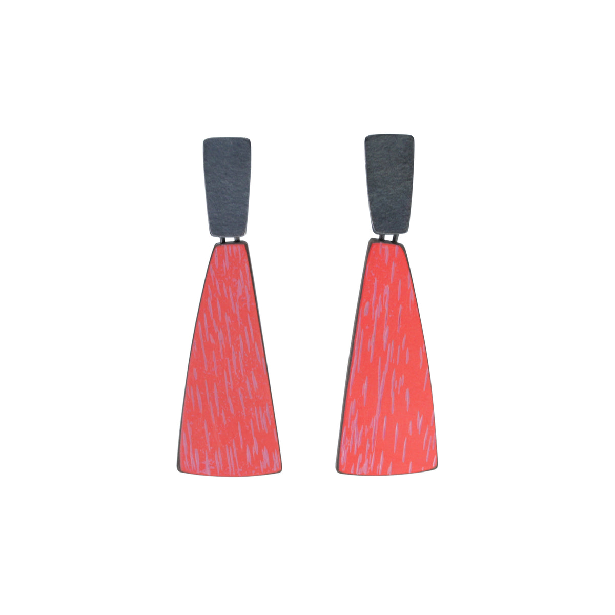Flight sgraffito drop earrings - oxidised