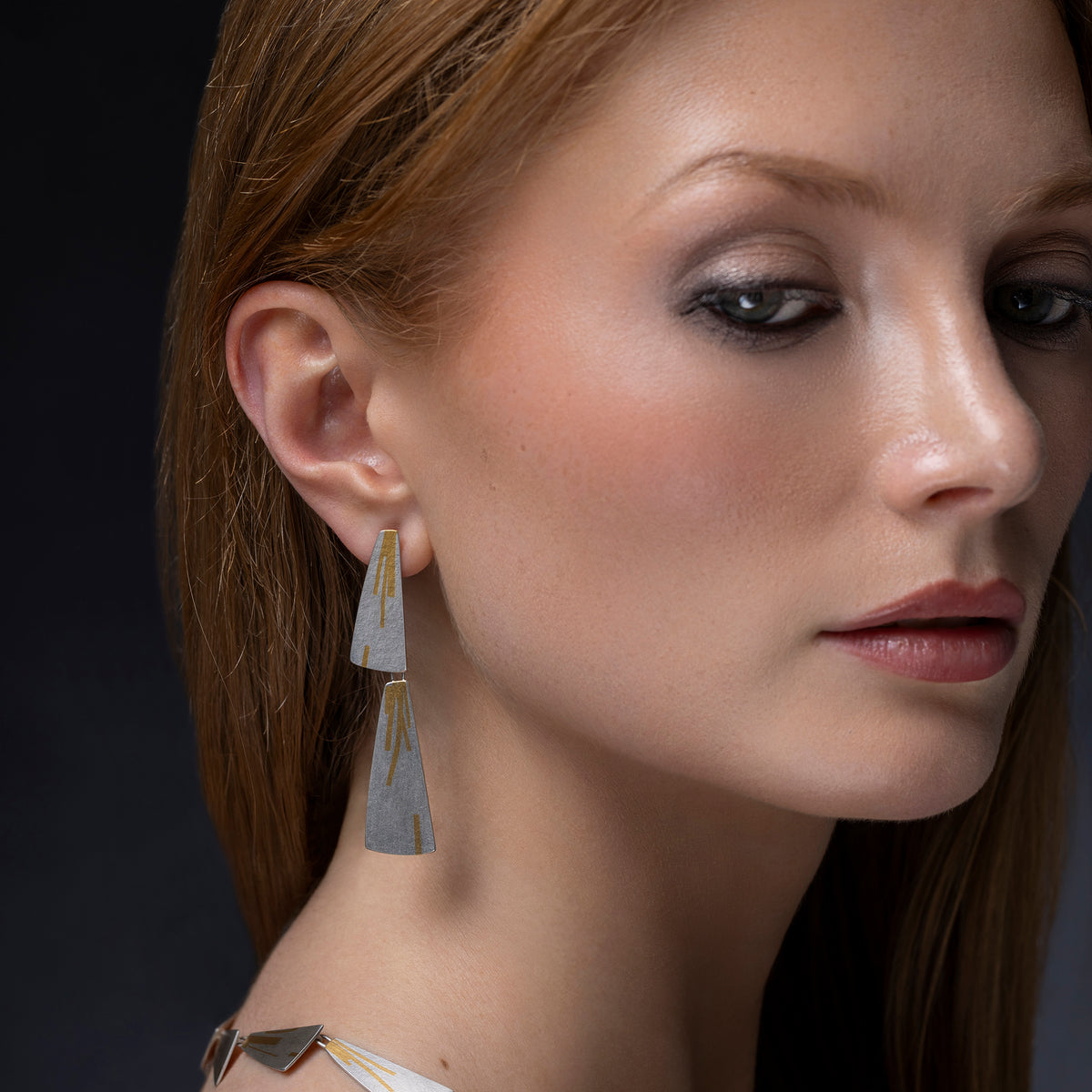 Double flight stream earrings - silver