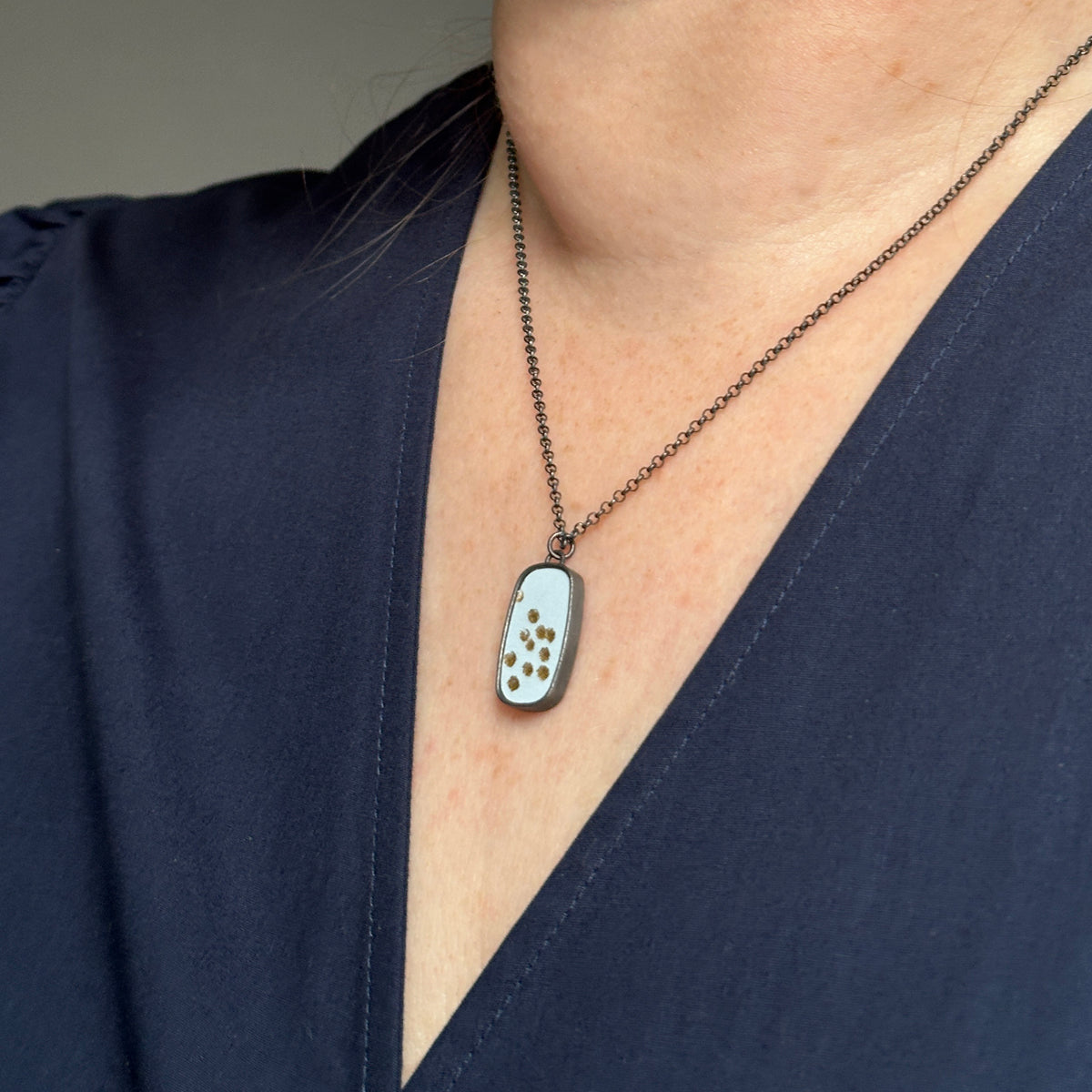 Framed oblong dot pendant - reversible