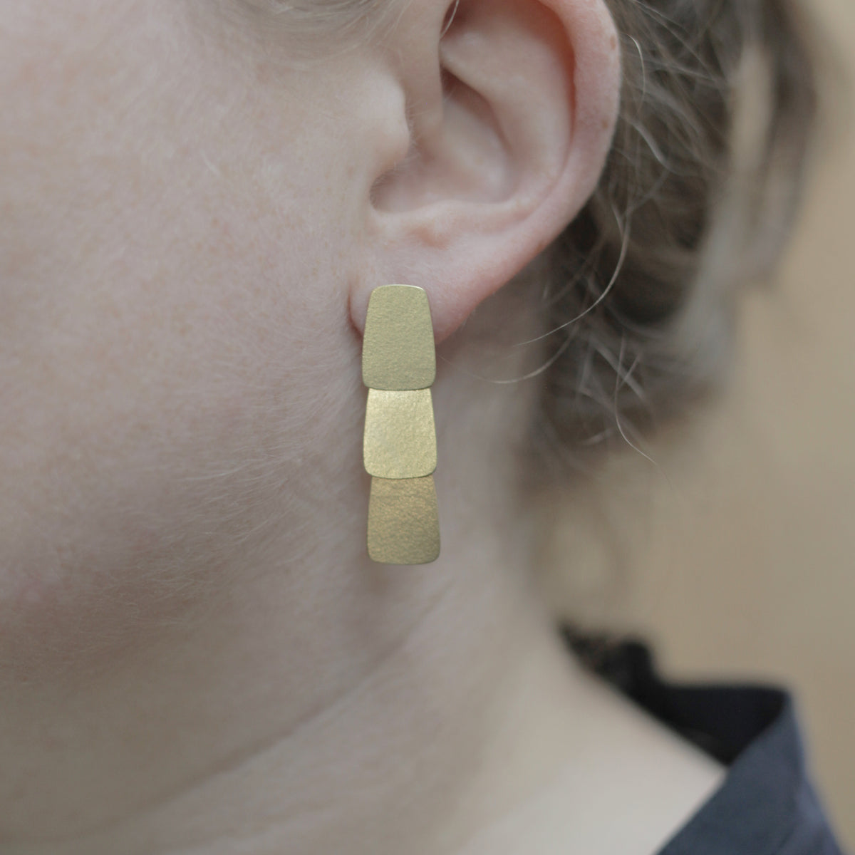 Three tier stud earrings - wide