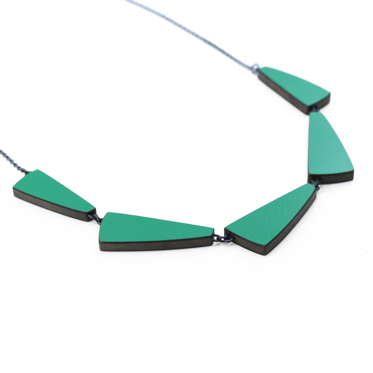 Five part wing necklace (reversible) - grass green and blue