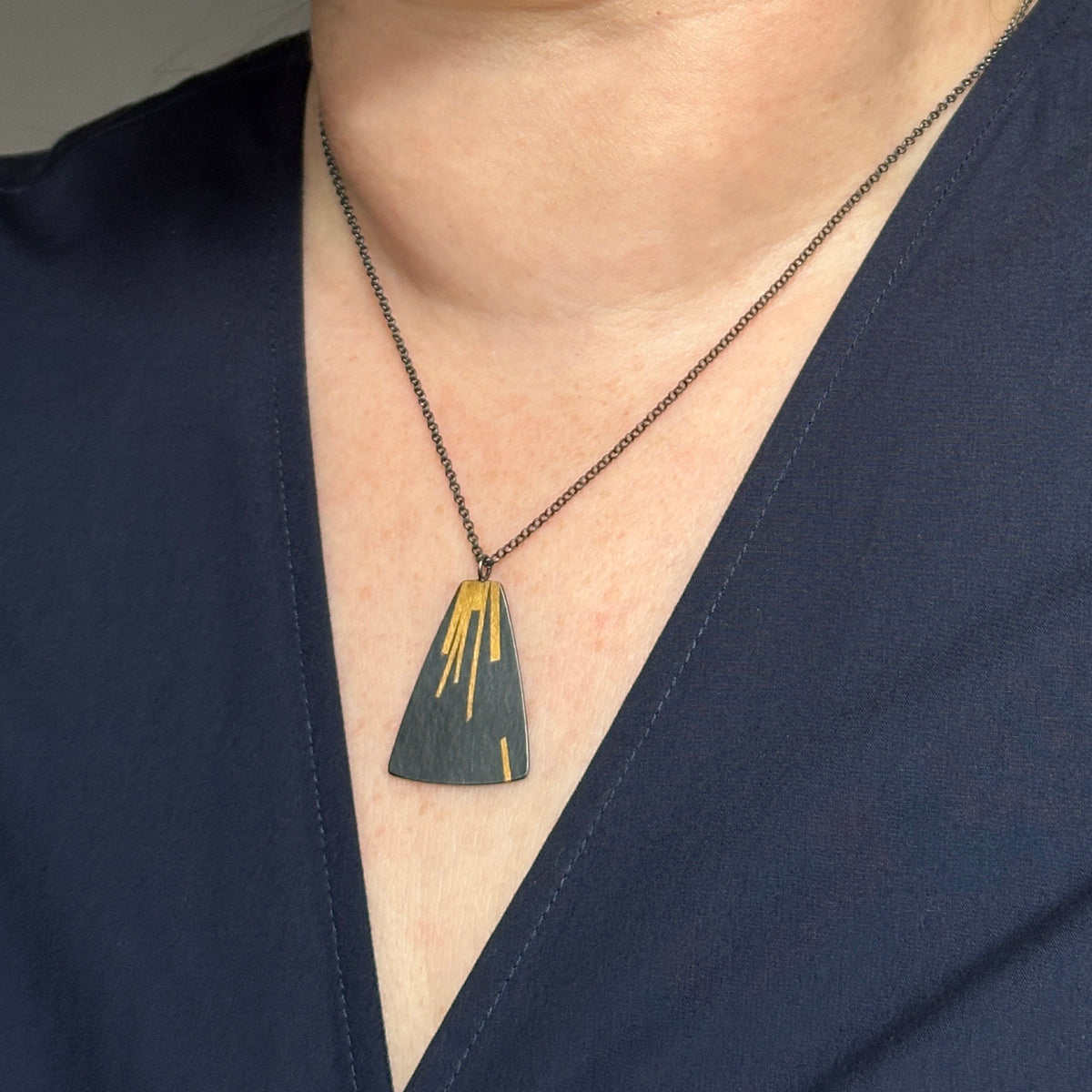 Flight stream pendant - oxidised silver