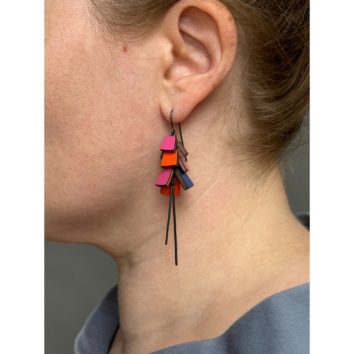 Long colourful cluster earrings