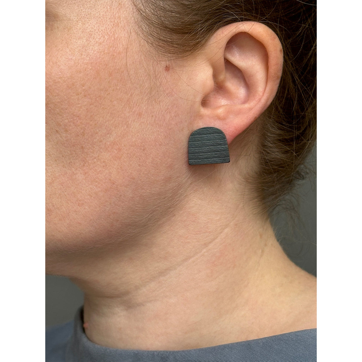 Arch stripe earrings - oxidised silver