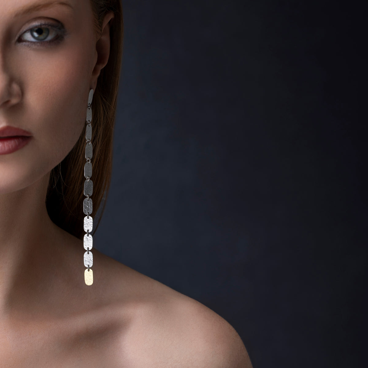 Extra long oblong earrings