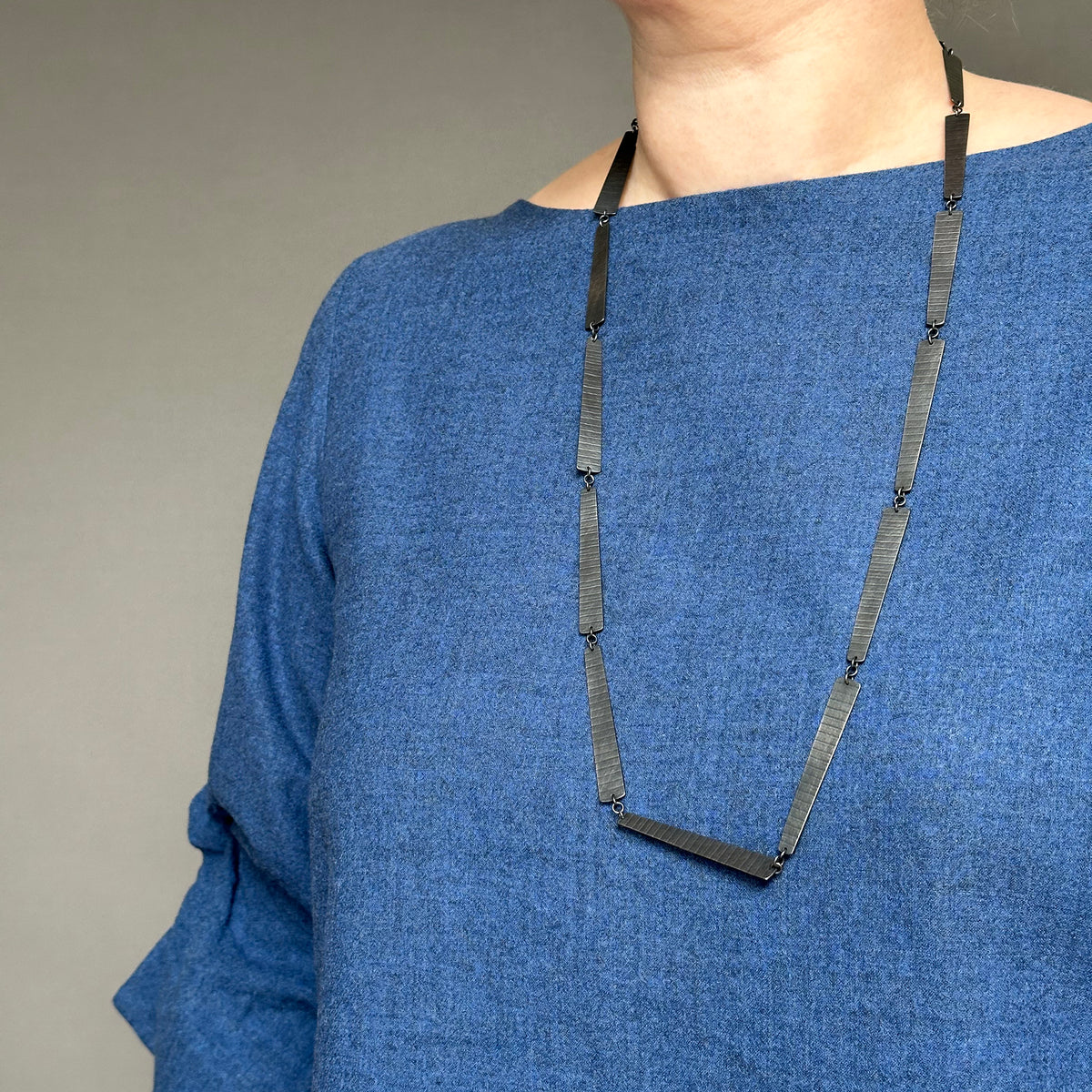 Long stripe necklace - oxidised silver