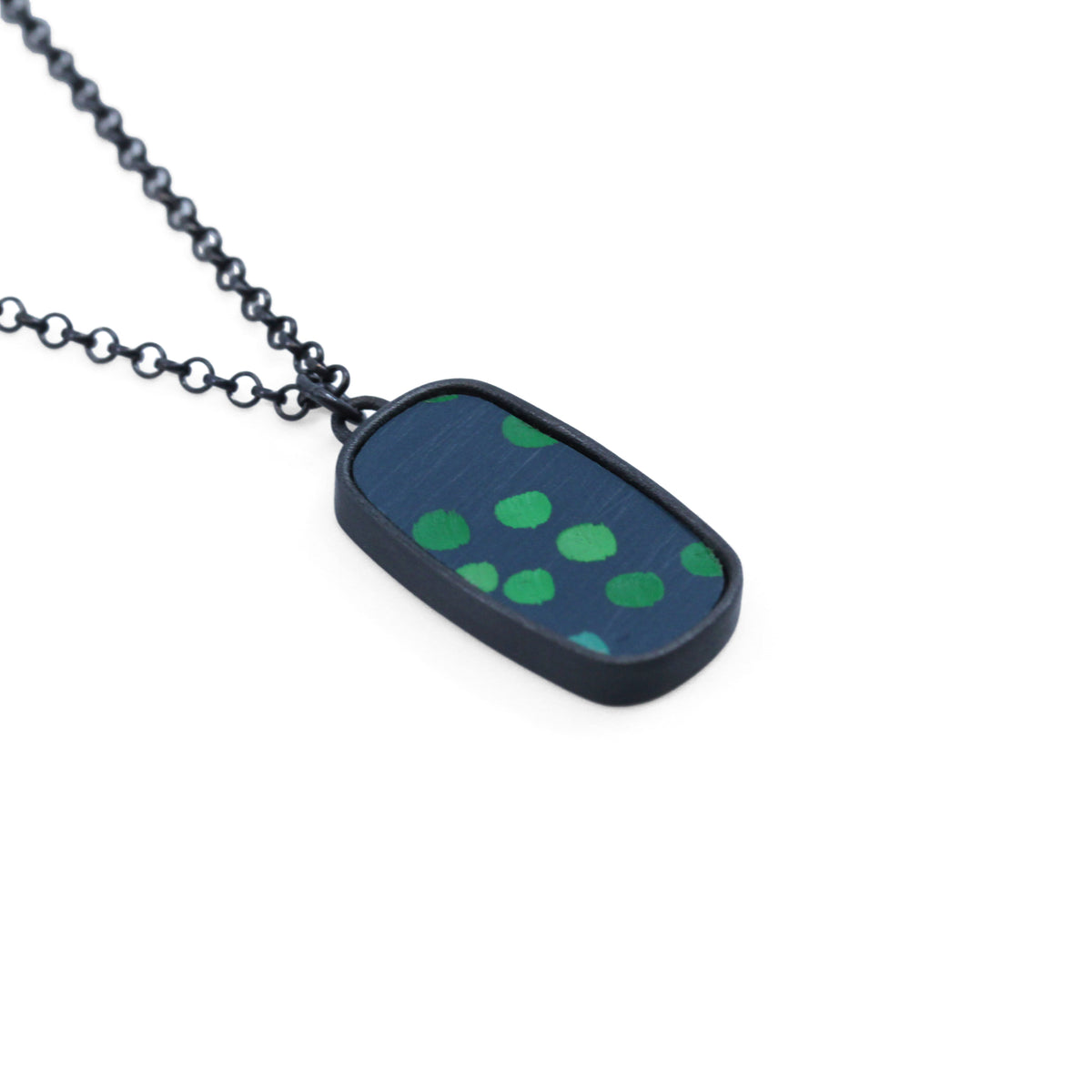 Oblong sgraffito necklace - reversible