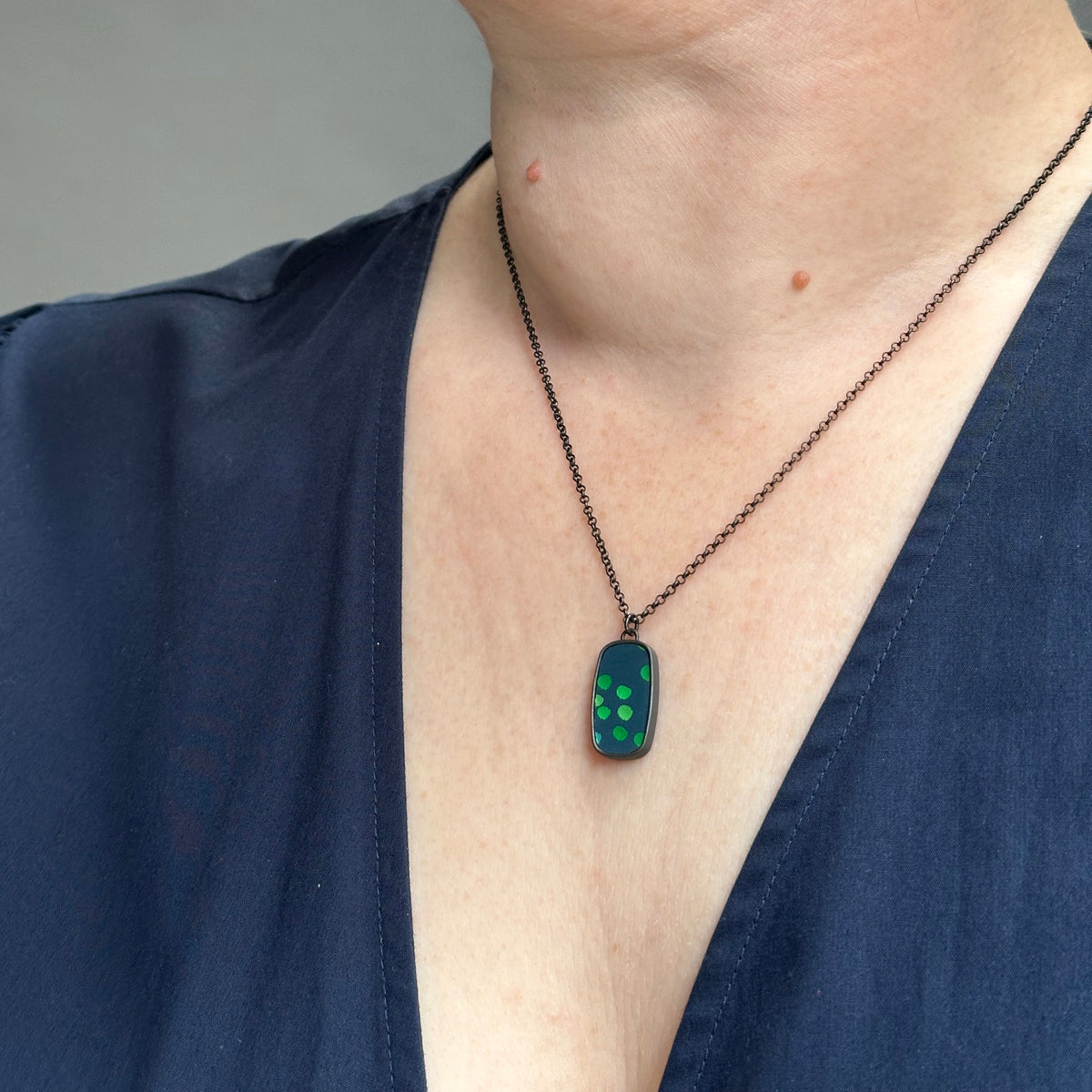 Oblong sgraffito necklace - reversible