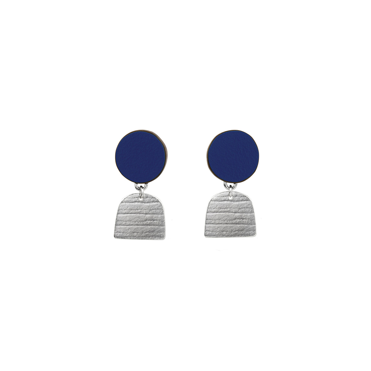 Circle and tiny stripe earrings - silver