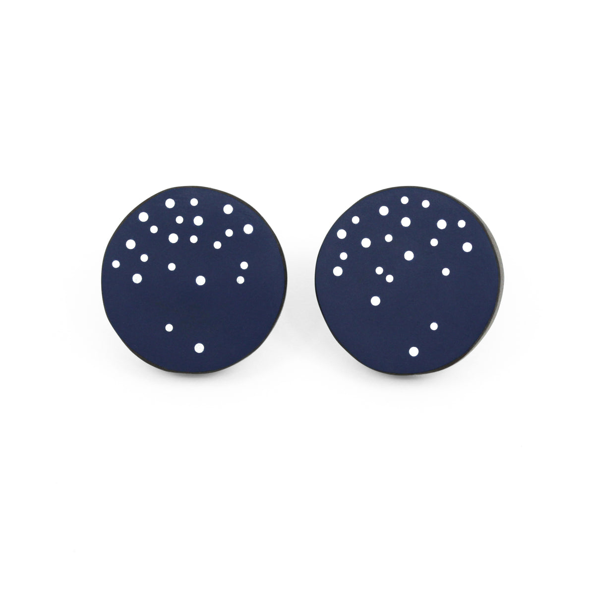 Round inlaid dot earrings - navy