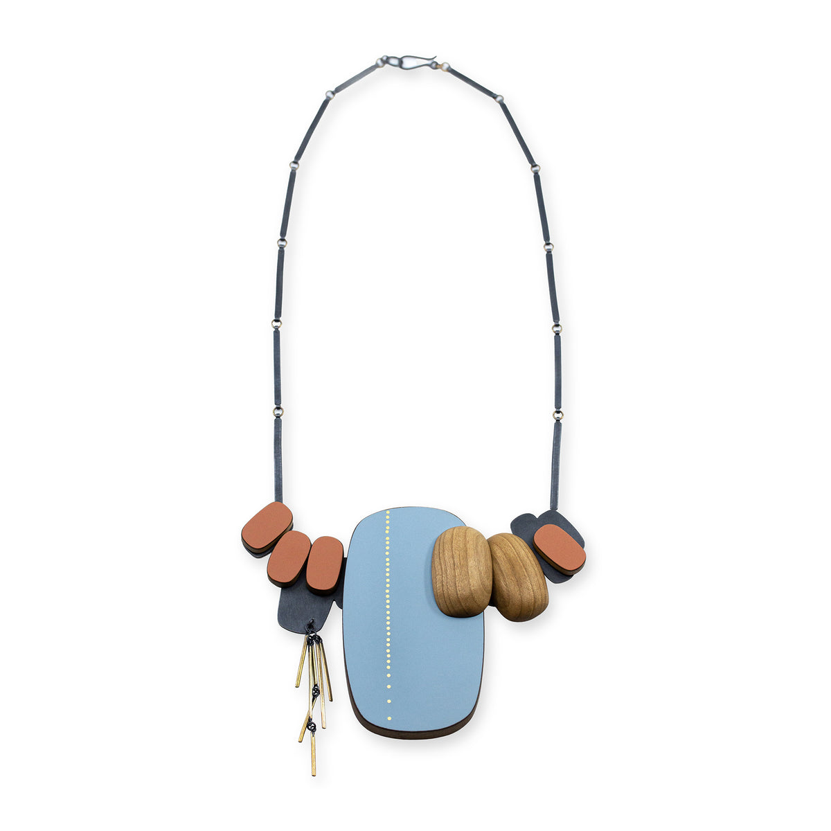 Large blue oblong necklace