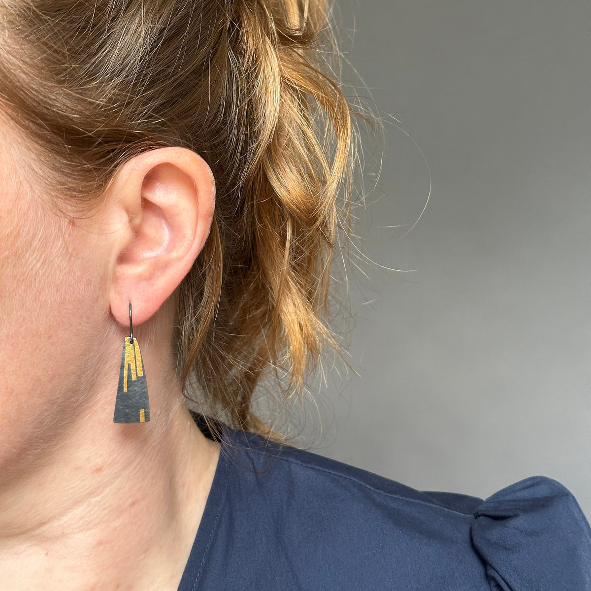 Flight stream earrings - oxidised silver