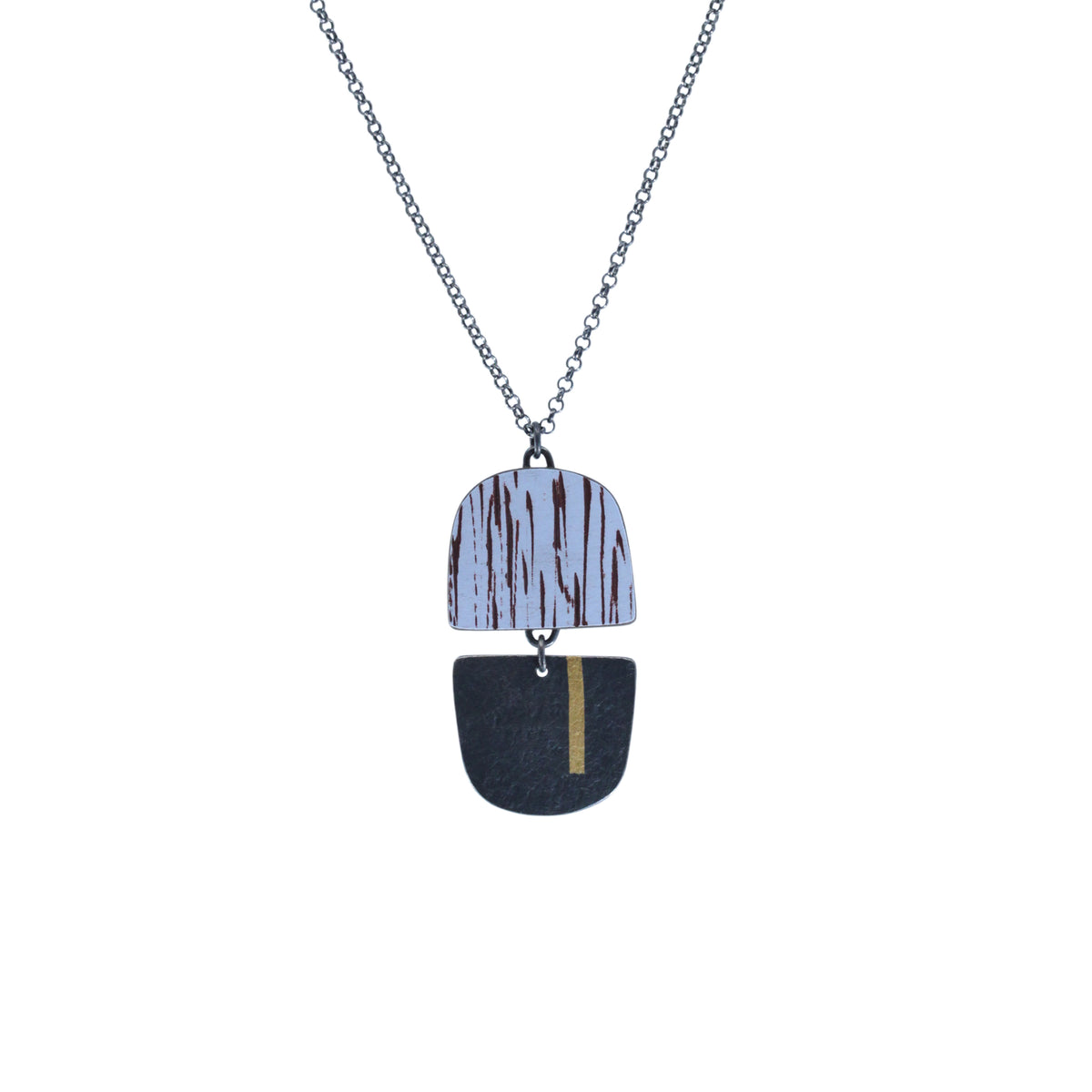 Split oblong sgraffito pendant