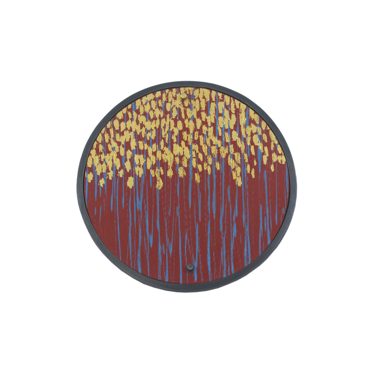 Framed paprika sgraffito brooch