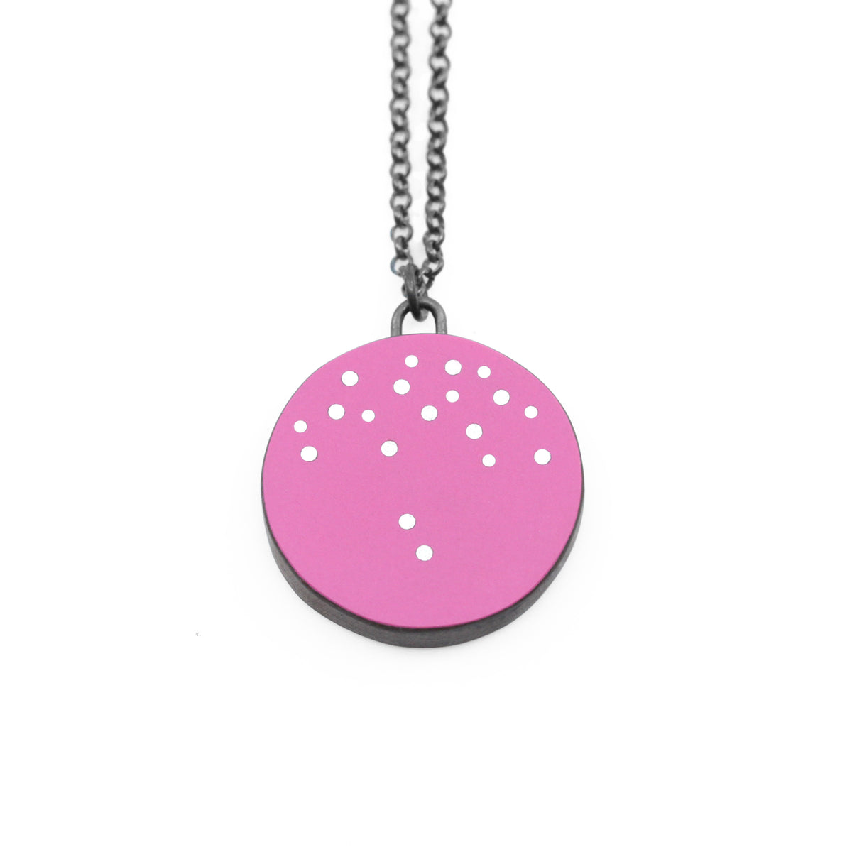 Round inlaid dot pendant - pink