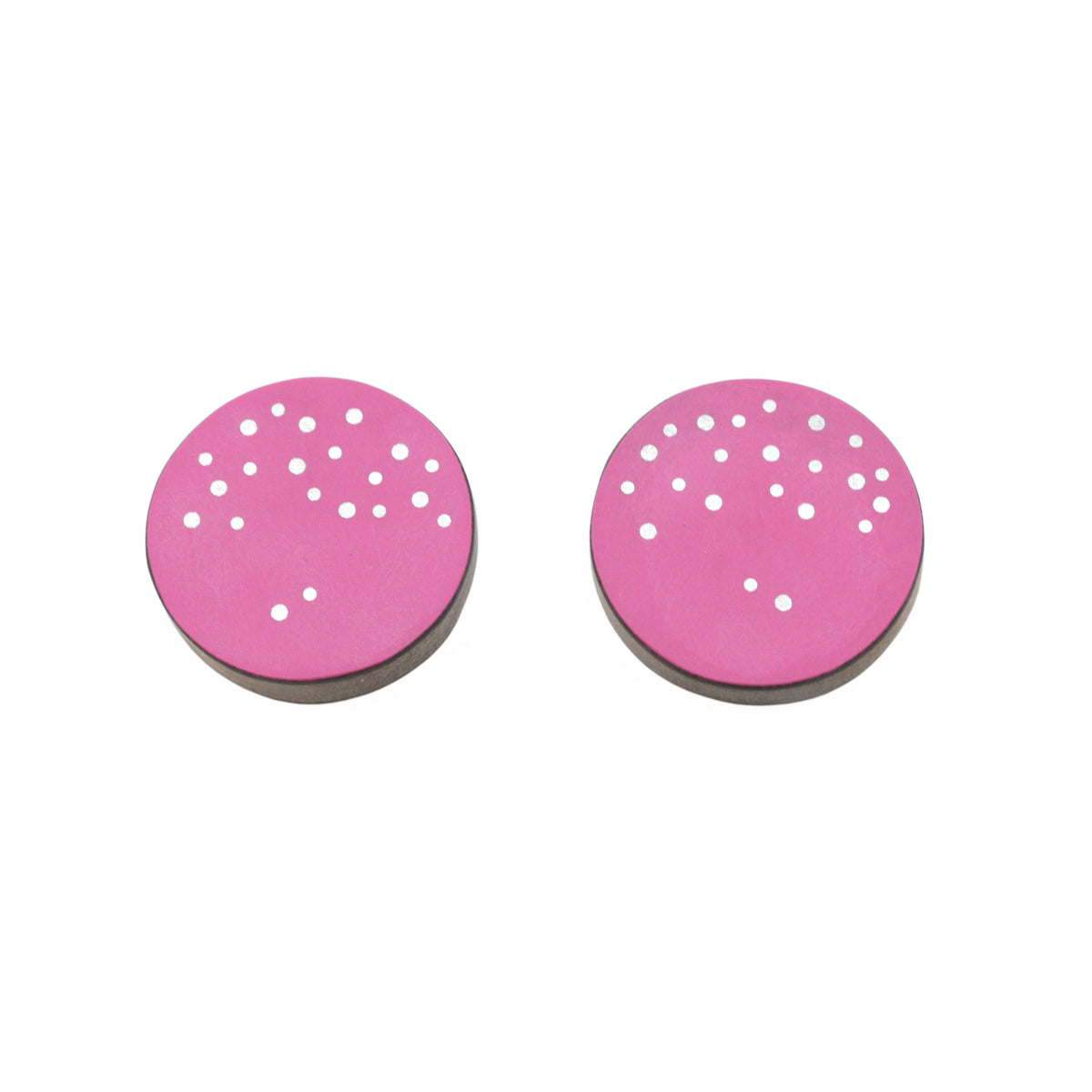 Round inlaid dot earrings - pink
