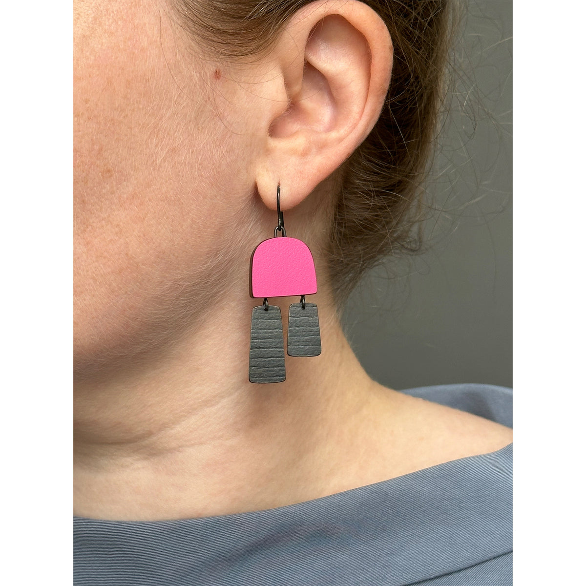 Two part stripe earrings - oxidised
