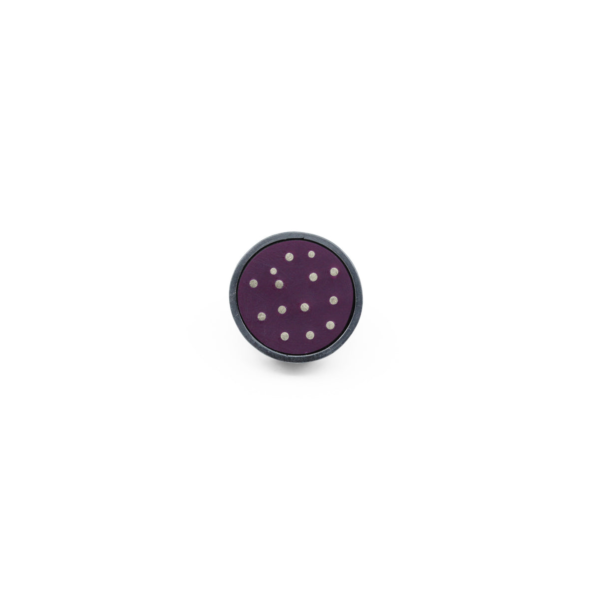 Chunky pin in plum with 9ct gold dots