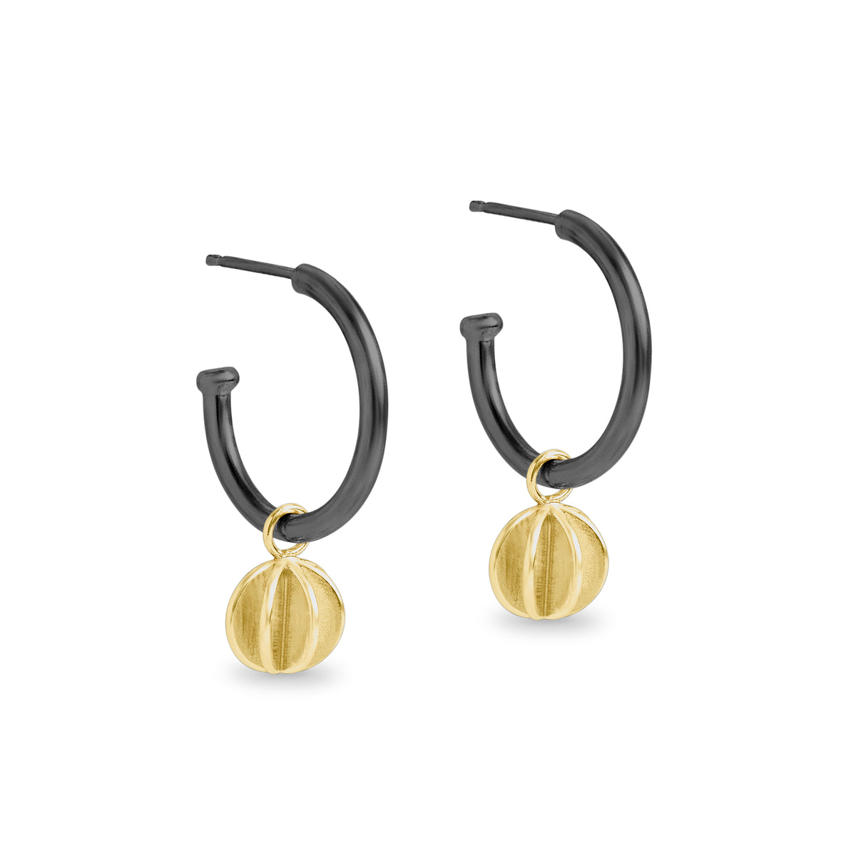 Quintet hoops - oxidised silver and gold