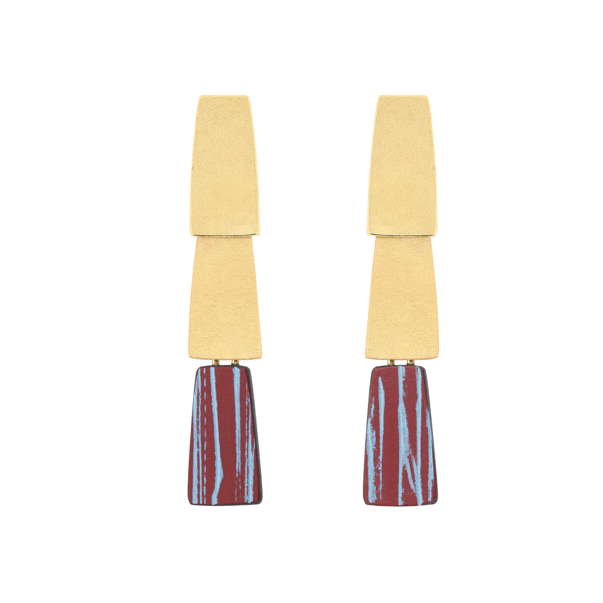 Slim gold and paprika earrings