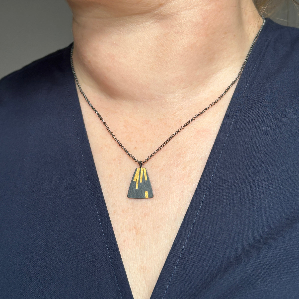 Flight stream pendant - oxidised silver