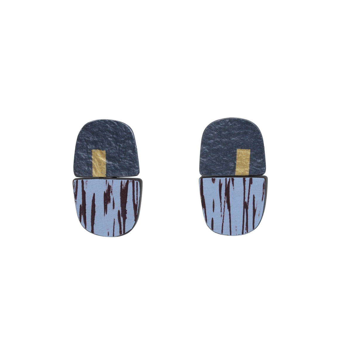 Oblong sgraffito split earrings