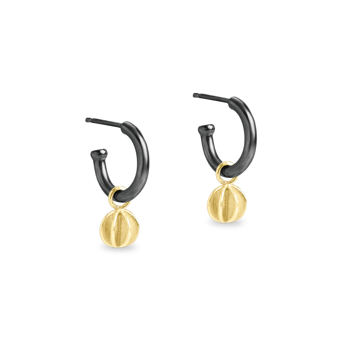 Quintet hoops - oxidised silver and gold