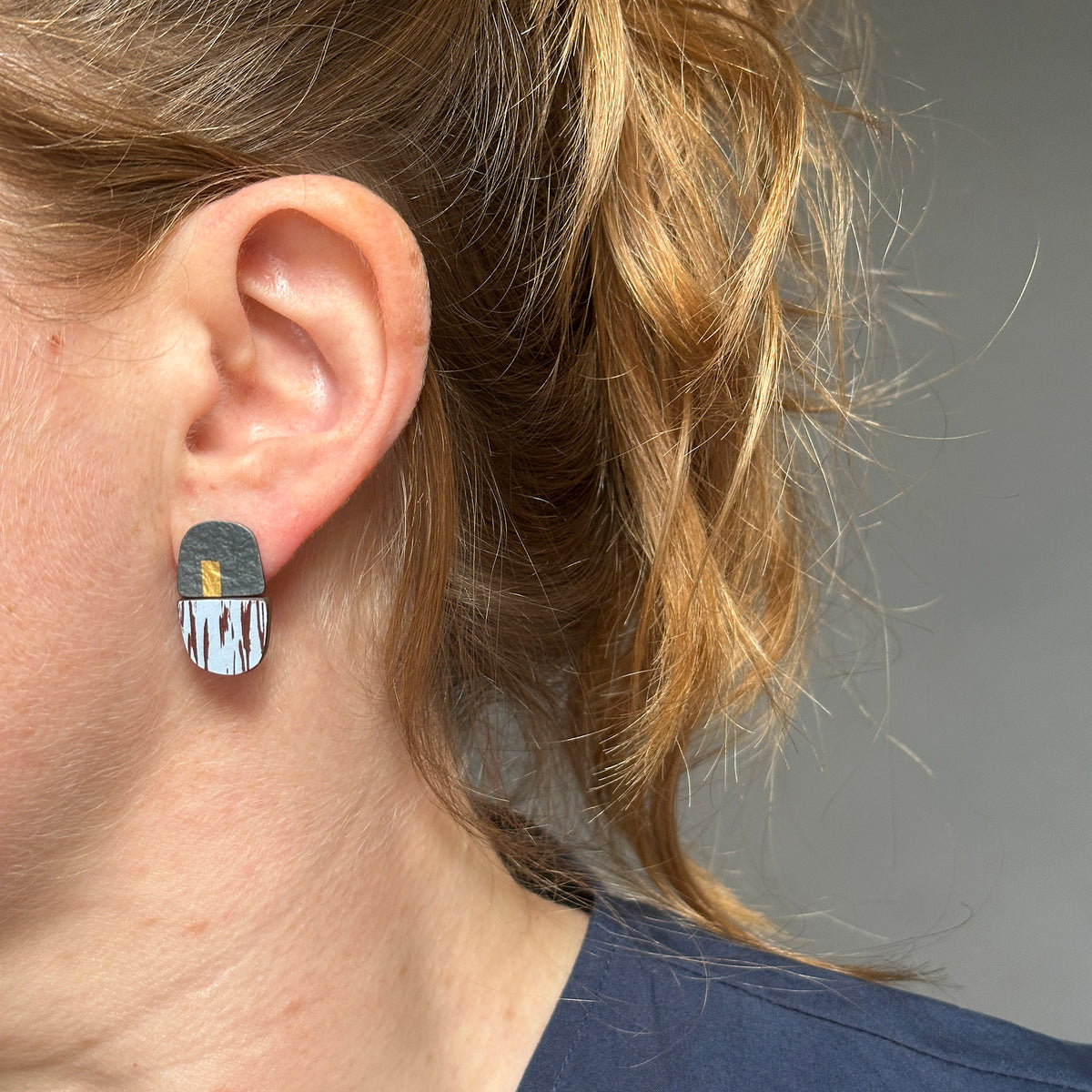 Oblong sgraffito split earrings