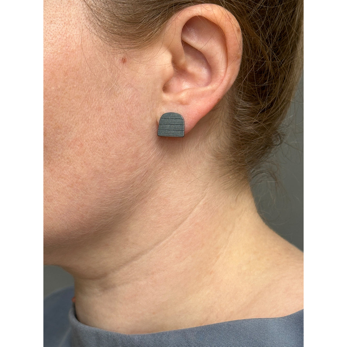 Arch stripe earrings - oxidised silver