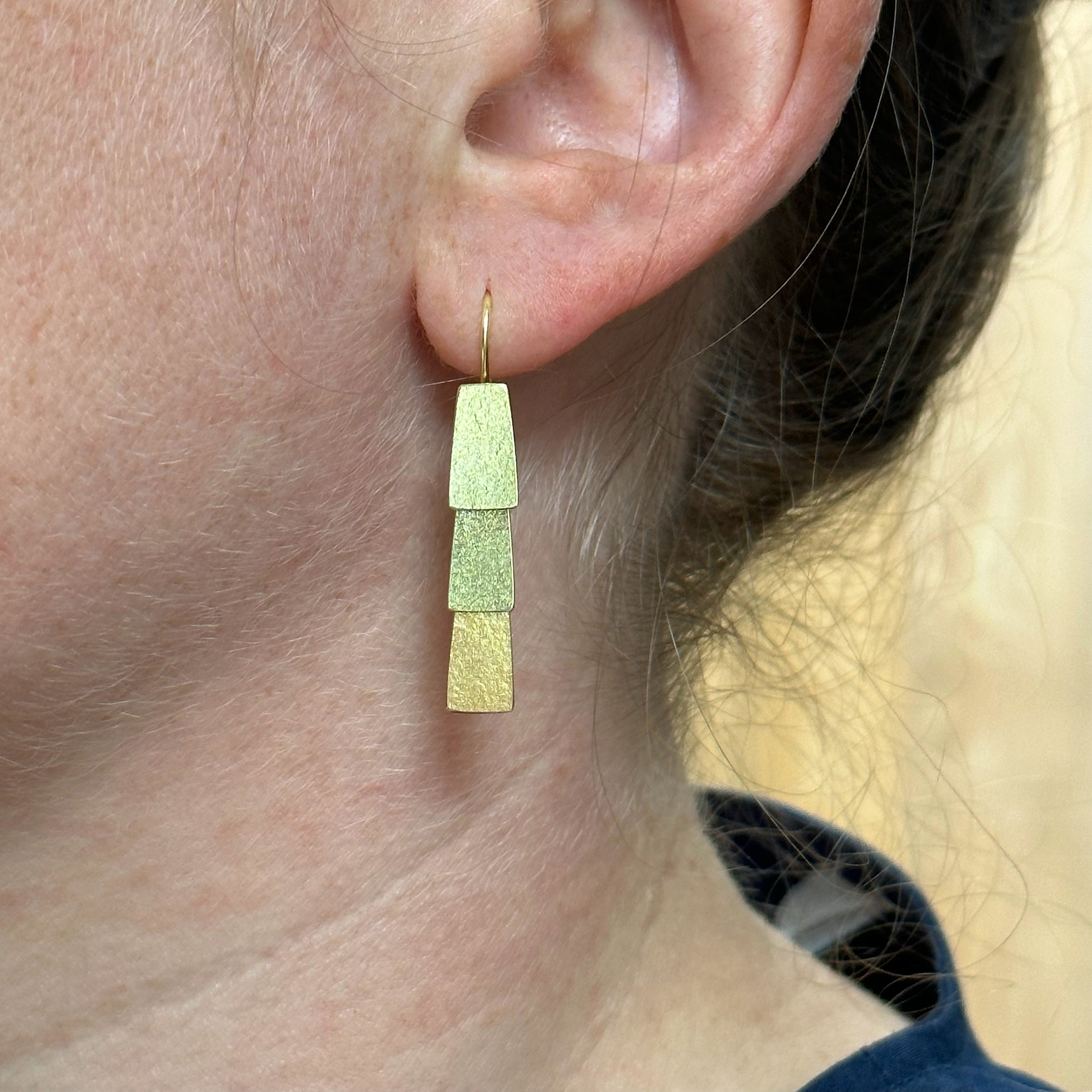 Three tier drop earrings gold Emily Kidson