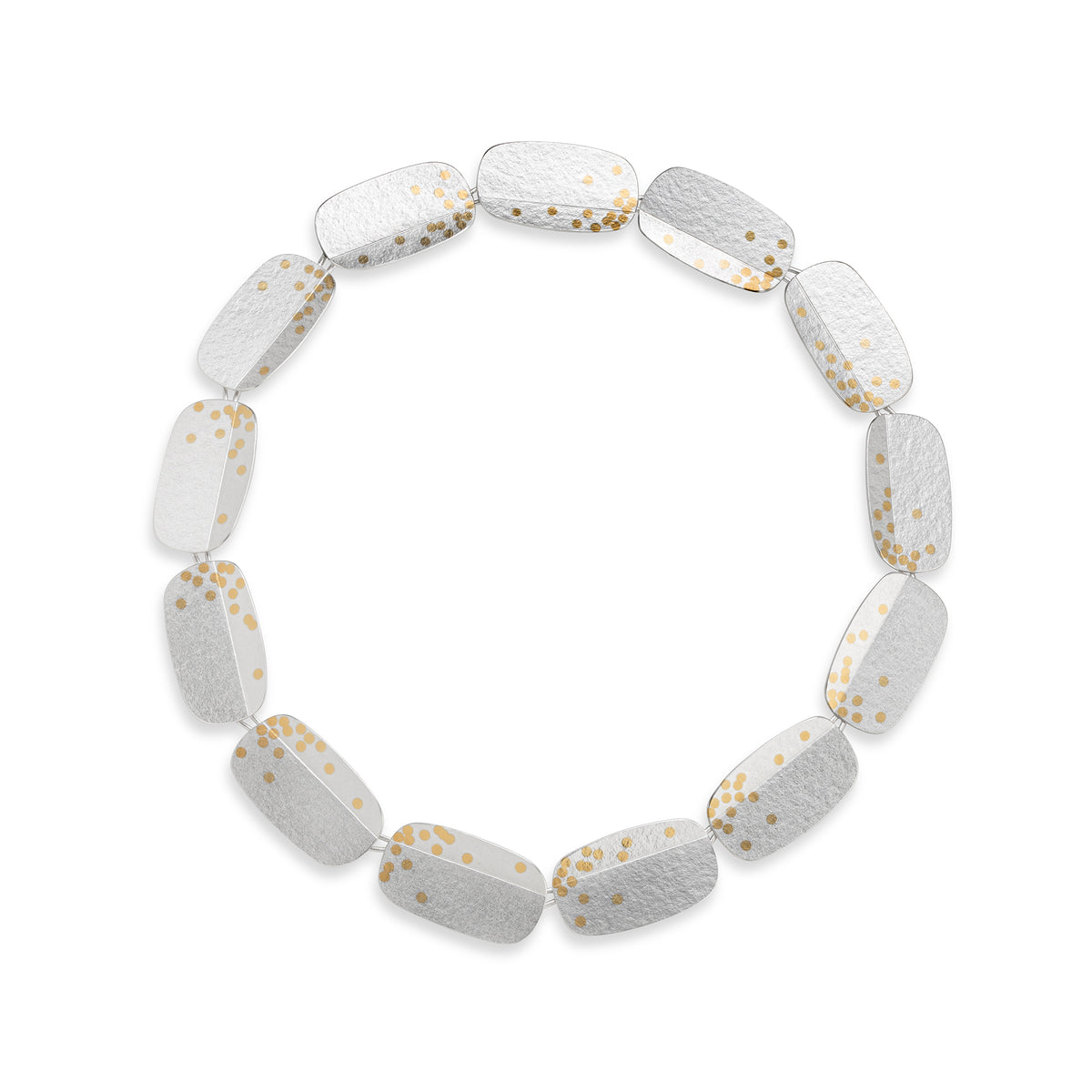 Oblong fold and dot necklace - silver