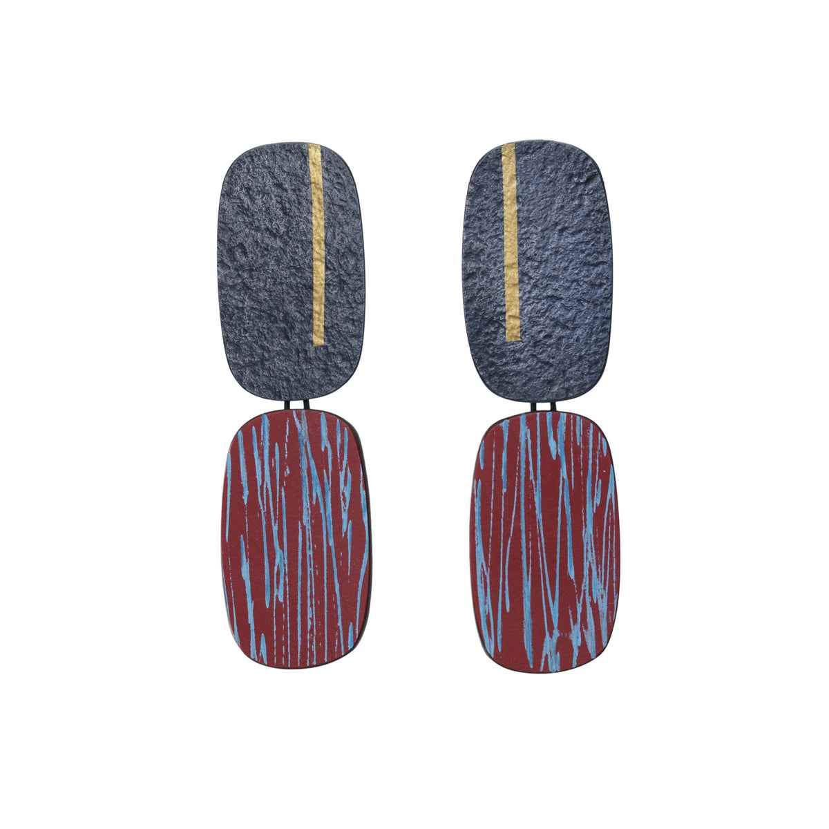 Oblong sgraffito reflection earrings