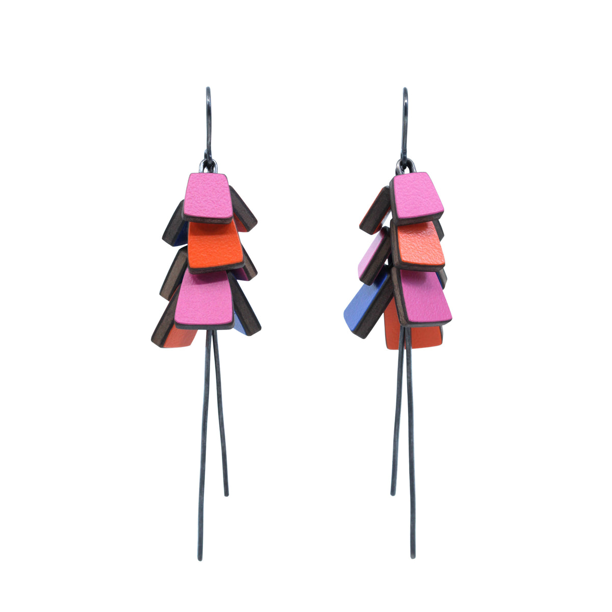 Long colourful cluster earrings