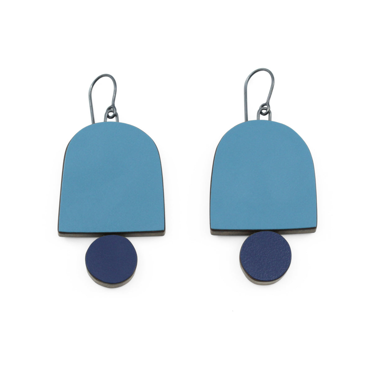 Large arch and circle earrings - teal and navy