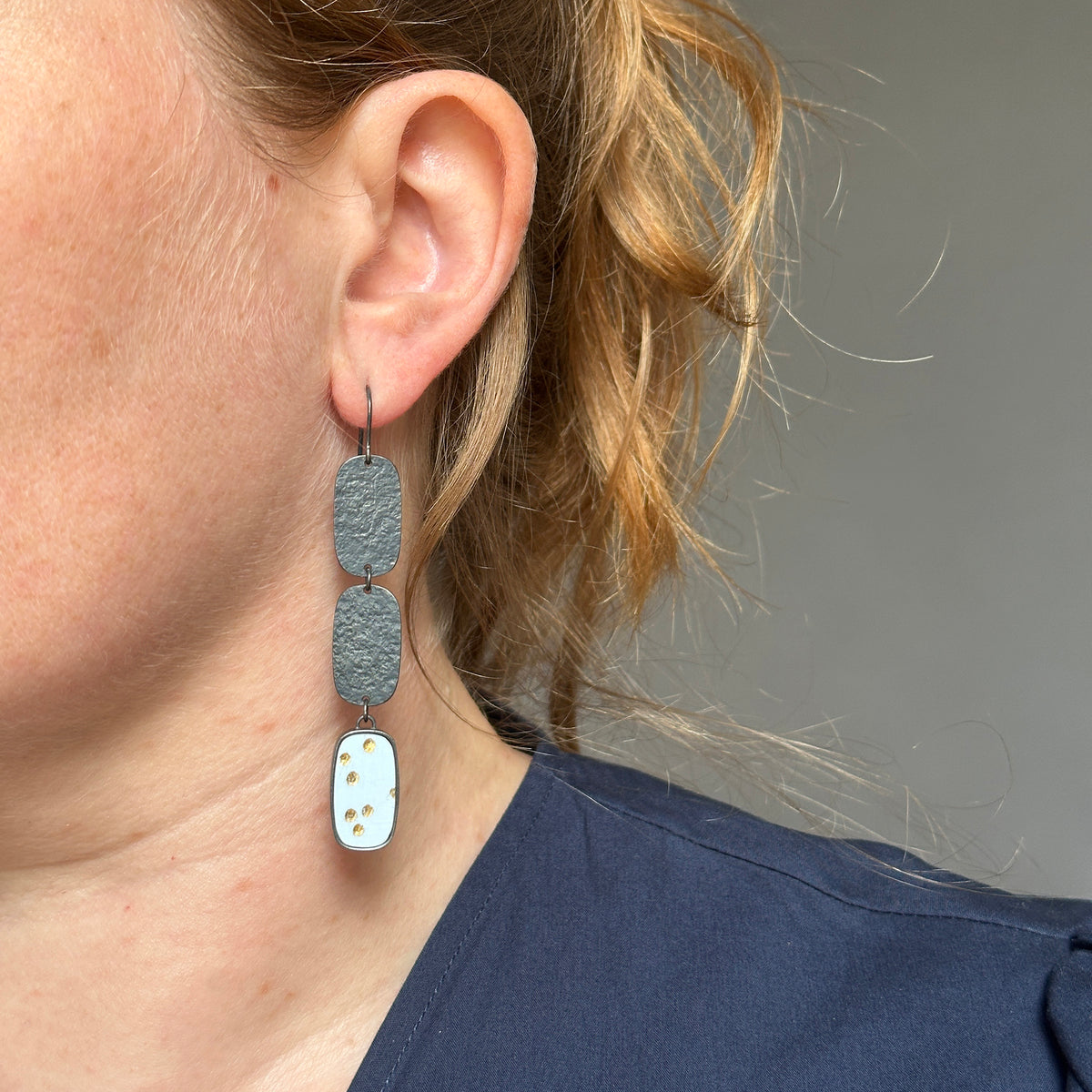 Triple oblong earrings