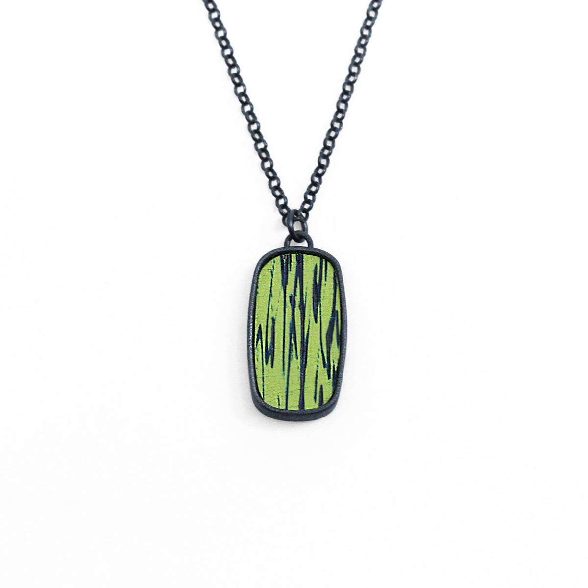 Oblong sgraffito necklace - reversible
